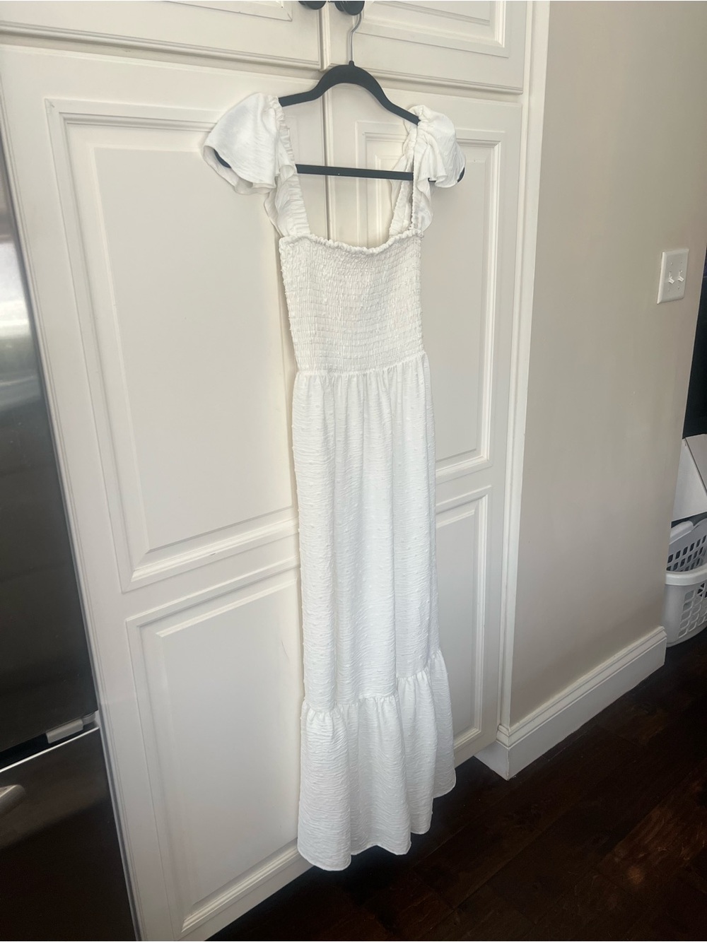 Veronica M White Maxi Dress with Puff Sleeves